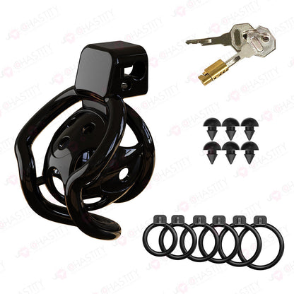 Double Bar Chastity Cage with Detachable Silicone Studs
