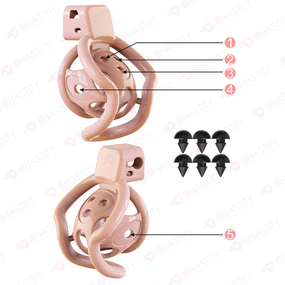 Double Bar Chastity Cage with Detachable Silicone Studs