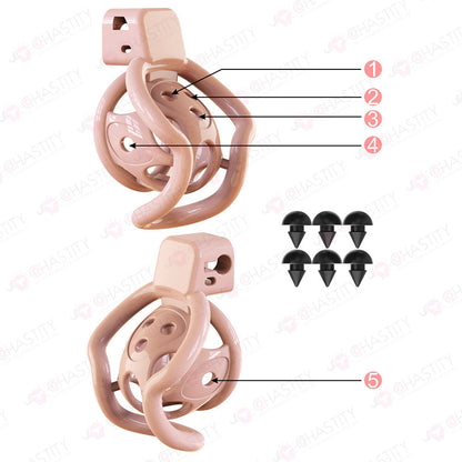 Double Bar Chastity Cage with Detachable Silicone Studs