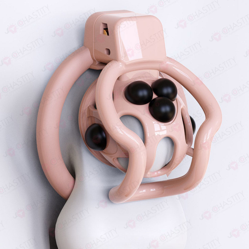 Double Bar Chastity Cage with Detachable Silicone Studs