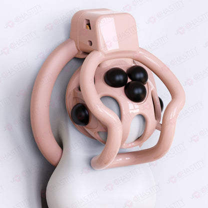 Double Bar Chastity Cage with Detachable Silicone Studs