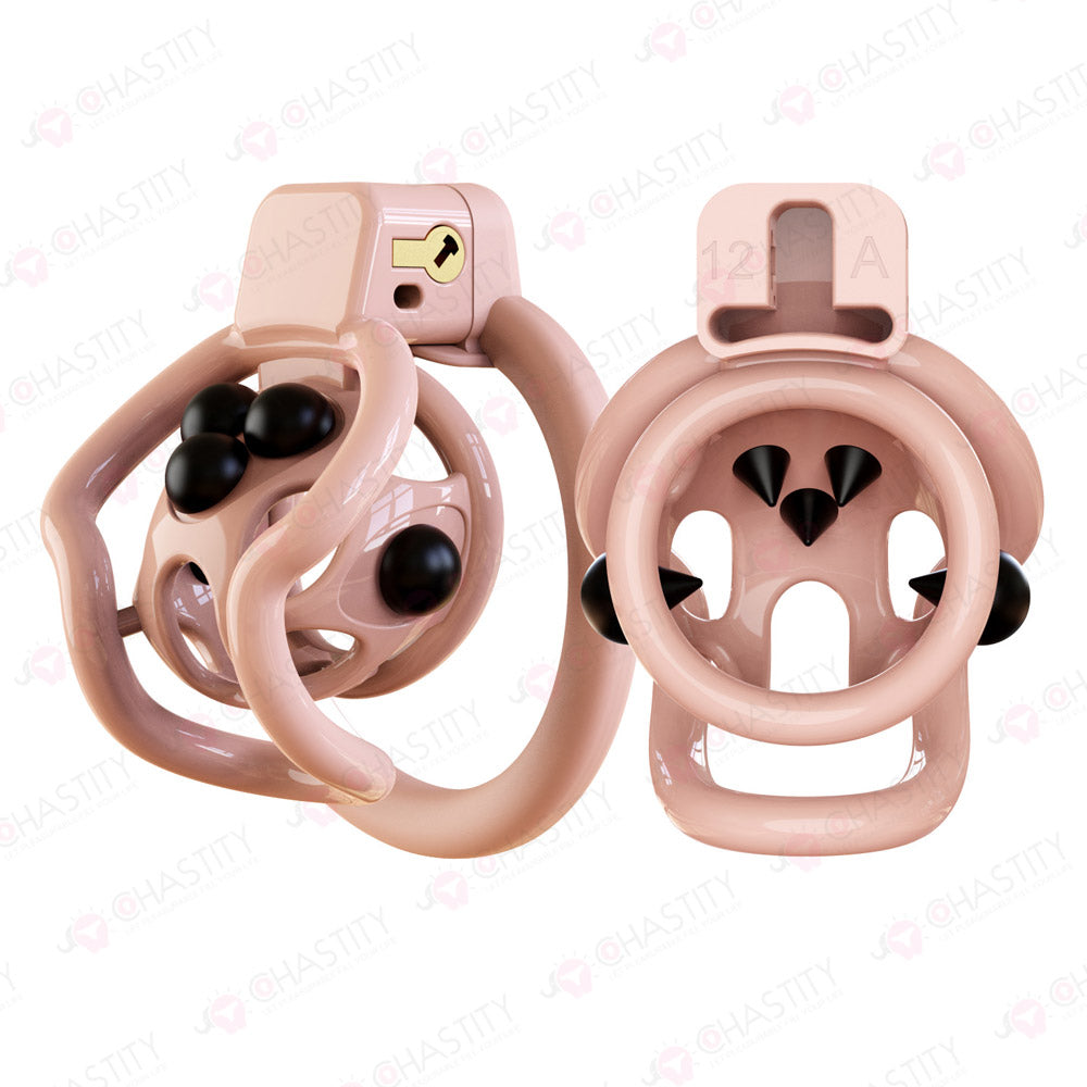 Double Bar Chastity Cage with Detachable Silicone Studs