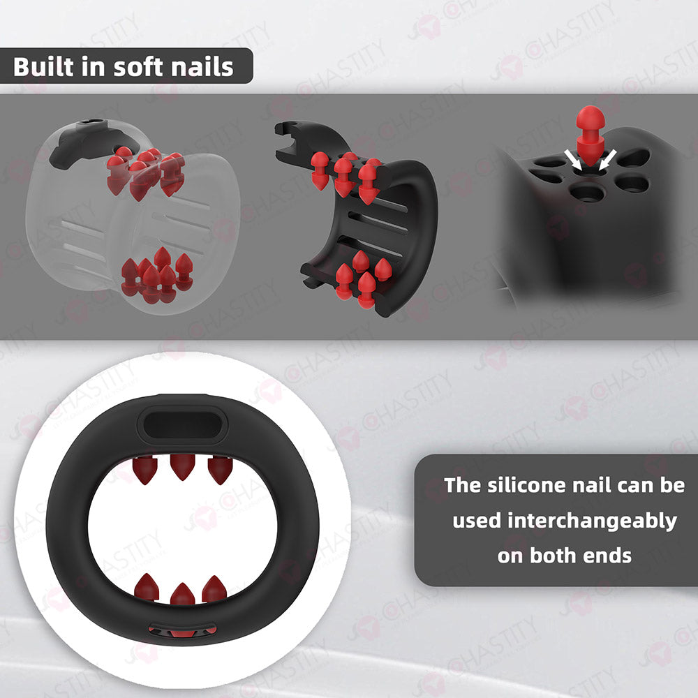 Extension Ring Soft Spikes Chastity Cage Double Pleasure