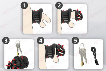 Extension Ring Soft Spikes Chastity Cage Double Pleasure