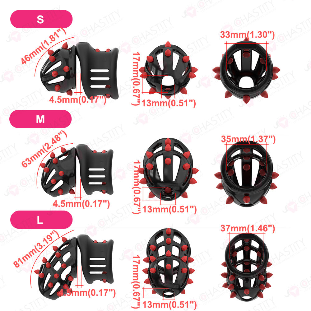 Extension Ring Soft Spikes Chastity Cage Double Pleasure
