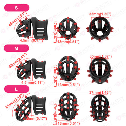 Extension Ring Soft Spikes Chastity Cage Double Pleasure