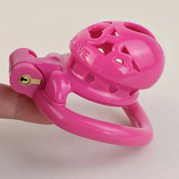 Tiny Plastic Chastity Cage with 4 Penis Rings - Short/Long Cage Sizes and MultiColors