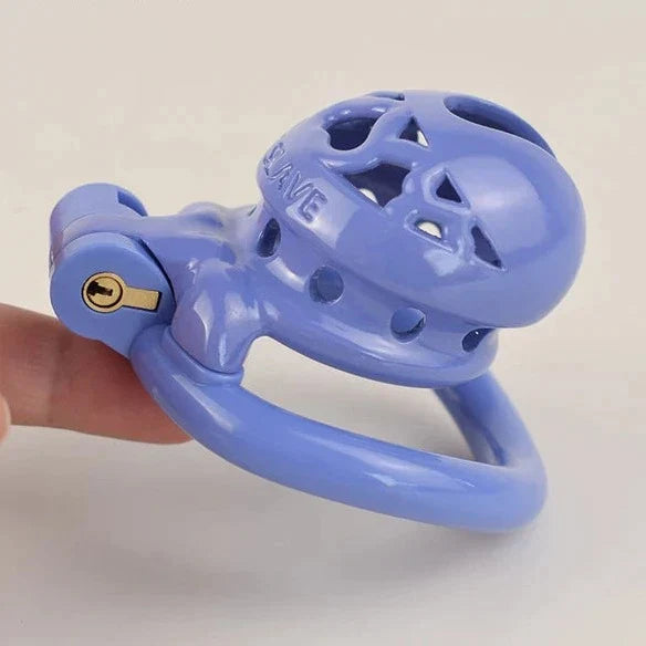 Tiny Plastic Chastity Cage with 4 Penis Rings - Short/Long Cage Sizes and MultiColors