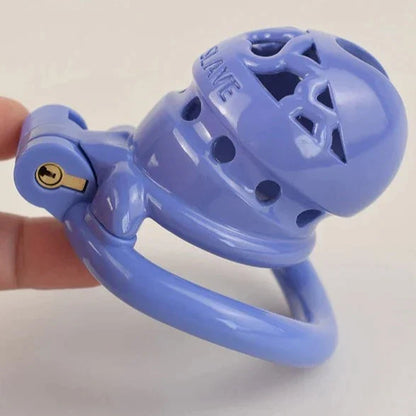 Tiny Plastic Chastity Cage with 4 Penis Rings - Short/Long Cage Sizes and MultiColors