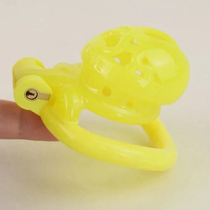 Tiny Plastic Chastity Cage with 4 Penis Rings - Short/Long Cage Sizes and MultiColors