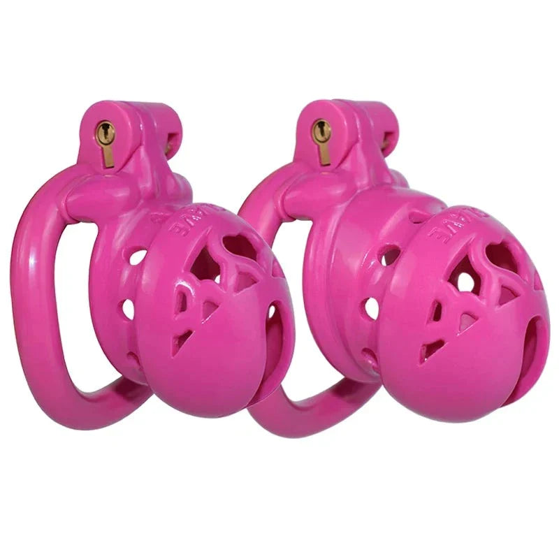 Tiny Plastic Chastity Cage with 4 Penis Rings - Short/Long Cage Sizes and MultiColors