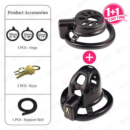 Flat + Small Chastity Cages Set (2 Cages With 3 Rings)