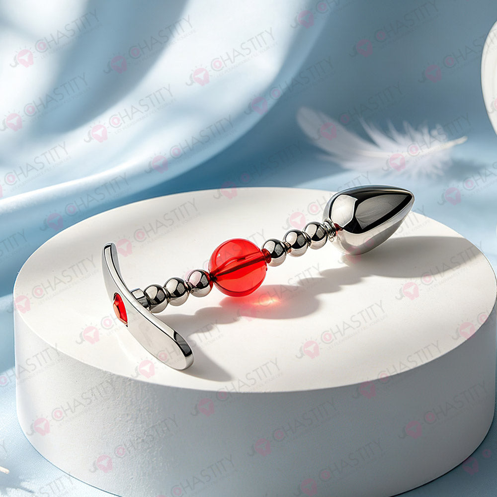 Flexible Beaded Metal Jewel Butt Plug