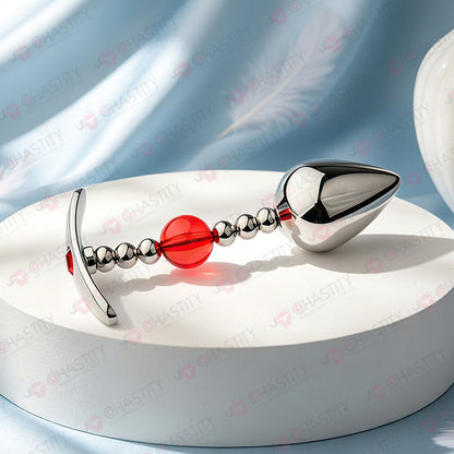 Flexible Beaded Metal Jewel Butt Plug