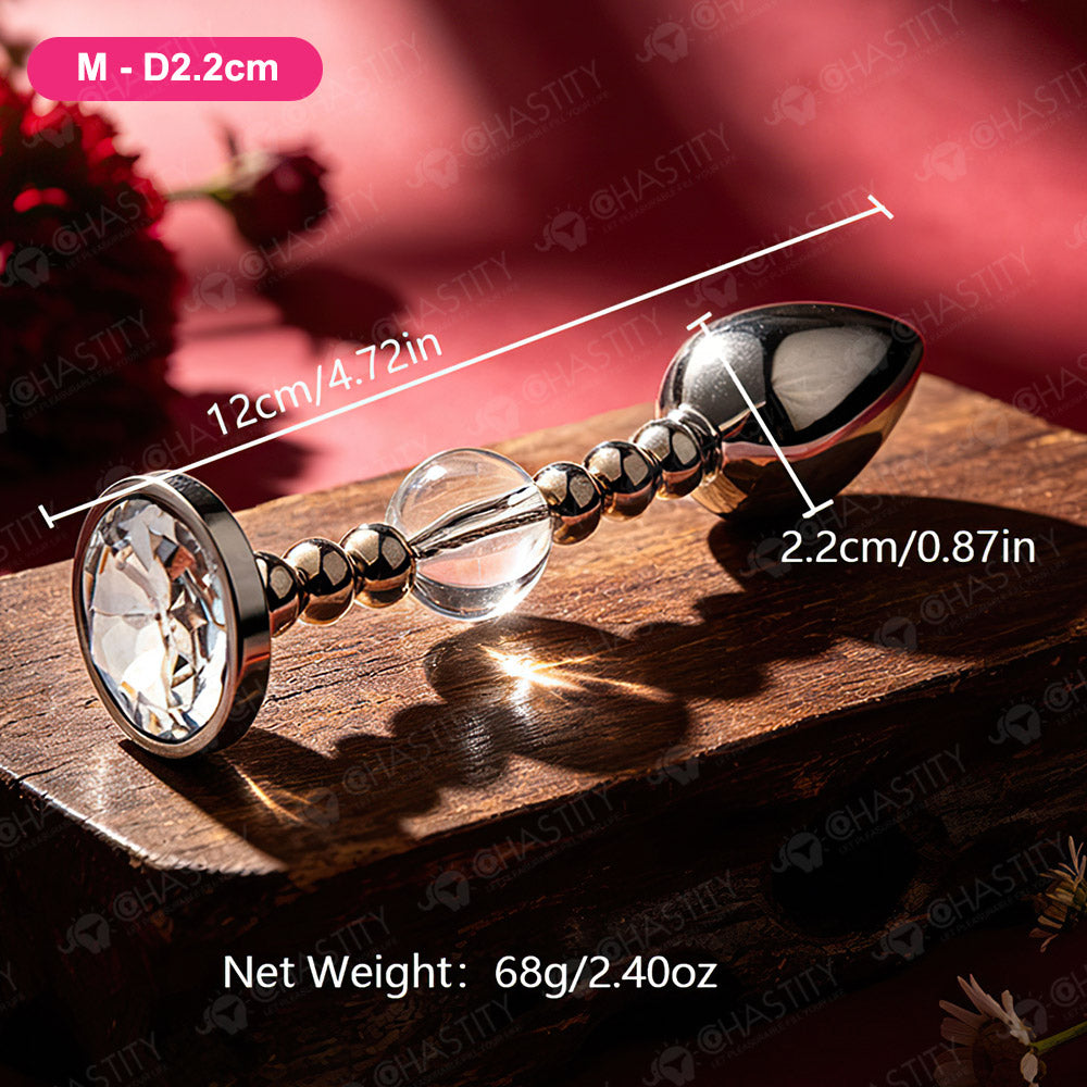 Flexible Beaded Metal Jewel Butt Plug