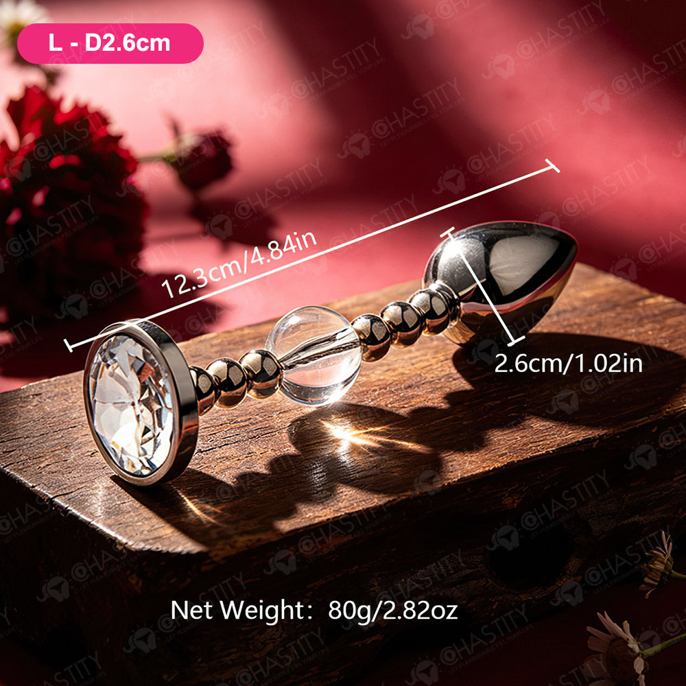Flexible Beaded Metal Jewel Butt Plug