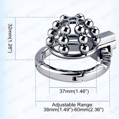 Flexible Chastity Cage (Rotatable Steel Beads & Adjustable Ring)