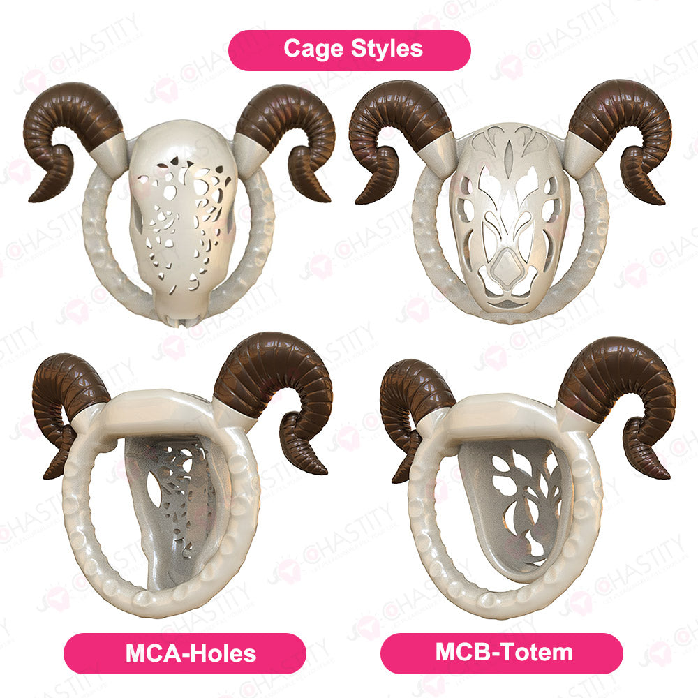 Goat Flat Chastity Penis Cover (Detachable Horns)