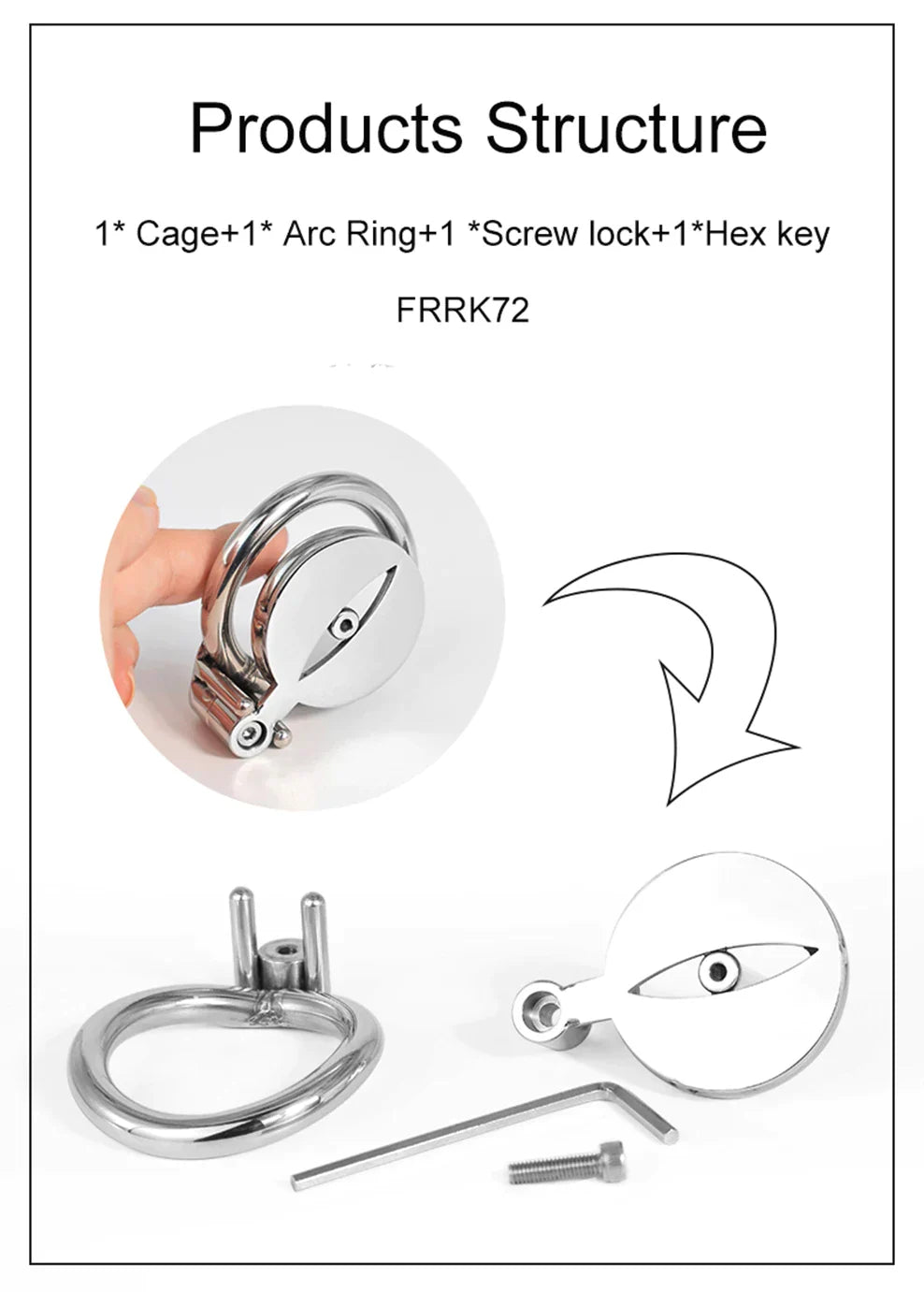 Flat Metal Chastity Cage With Urethral