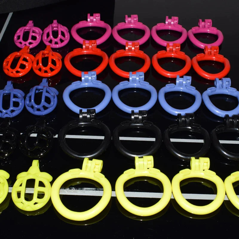 Super Tiny 3D Printed Chastity Cage with 4 Penis Rings - 5 Colors