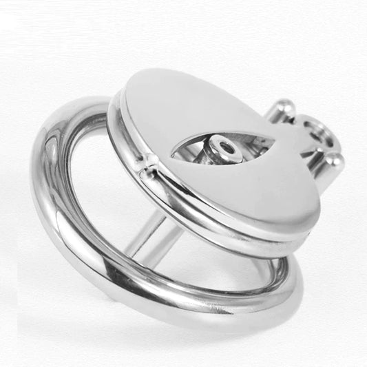 Flat Metal Chastity Cage With Urethral