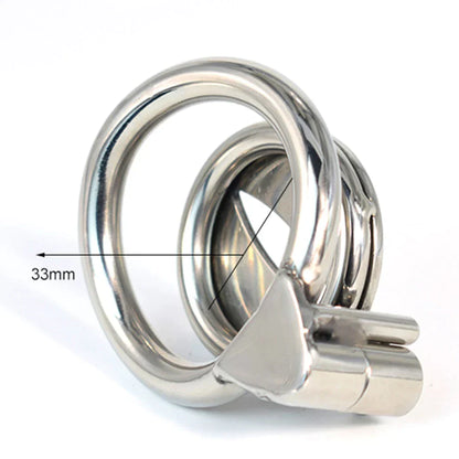 Flat Metal Chastity Cage With Urethral