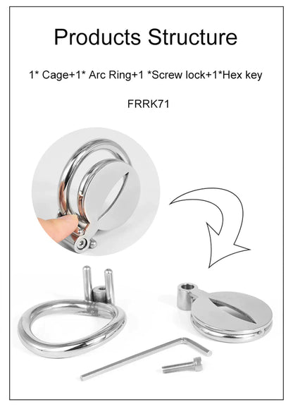 Flat Metal Chastity Cage With Urethral