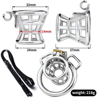 Breathable Metal Negative Inverted Chastity Cage with PU Strap