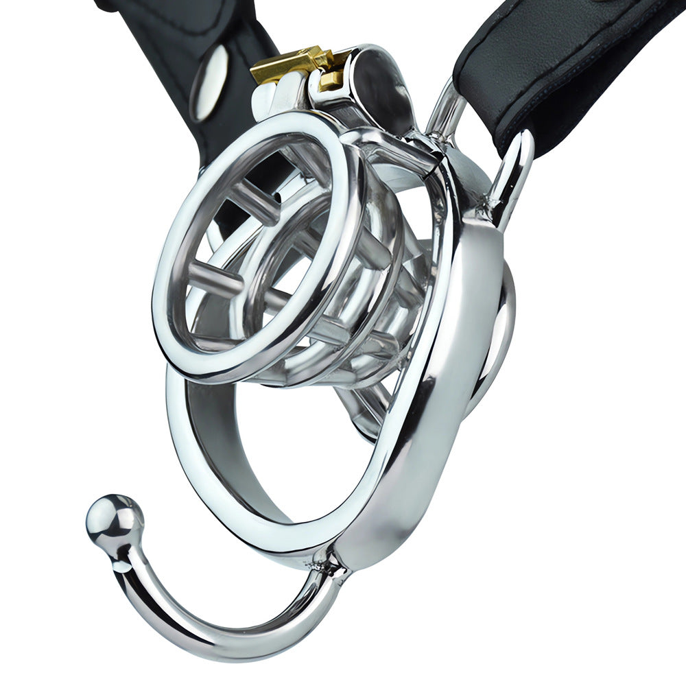 Breathable Metal Negative Inverted Chastity Cage with PU Strap