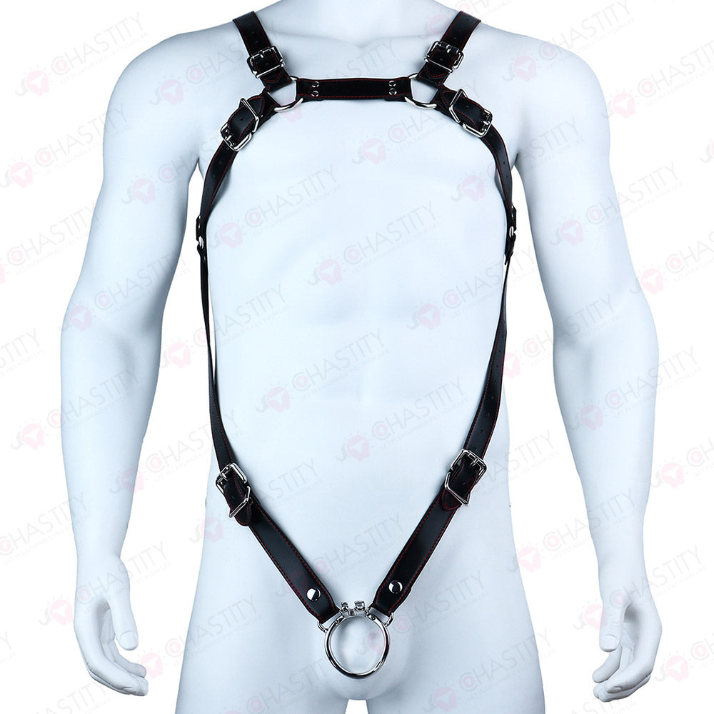 Leather Bondage Harness For Chastity Cage