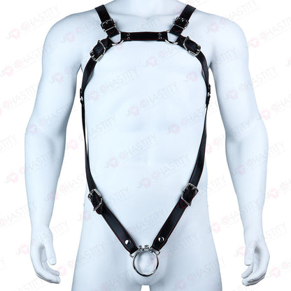 Leather Bondage Harness For Chastity Cage