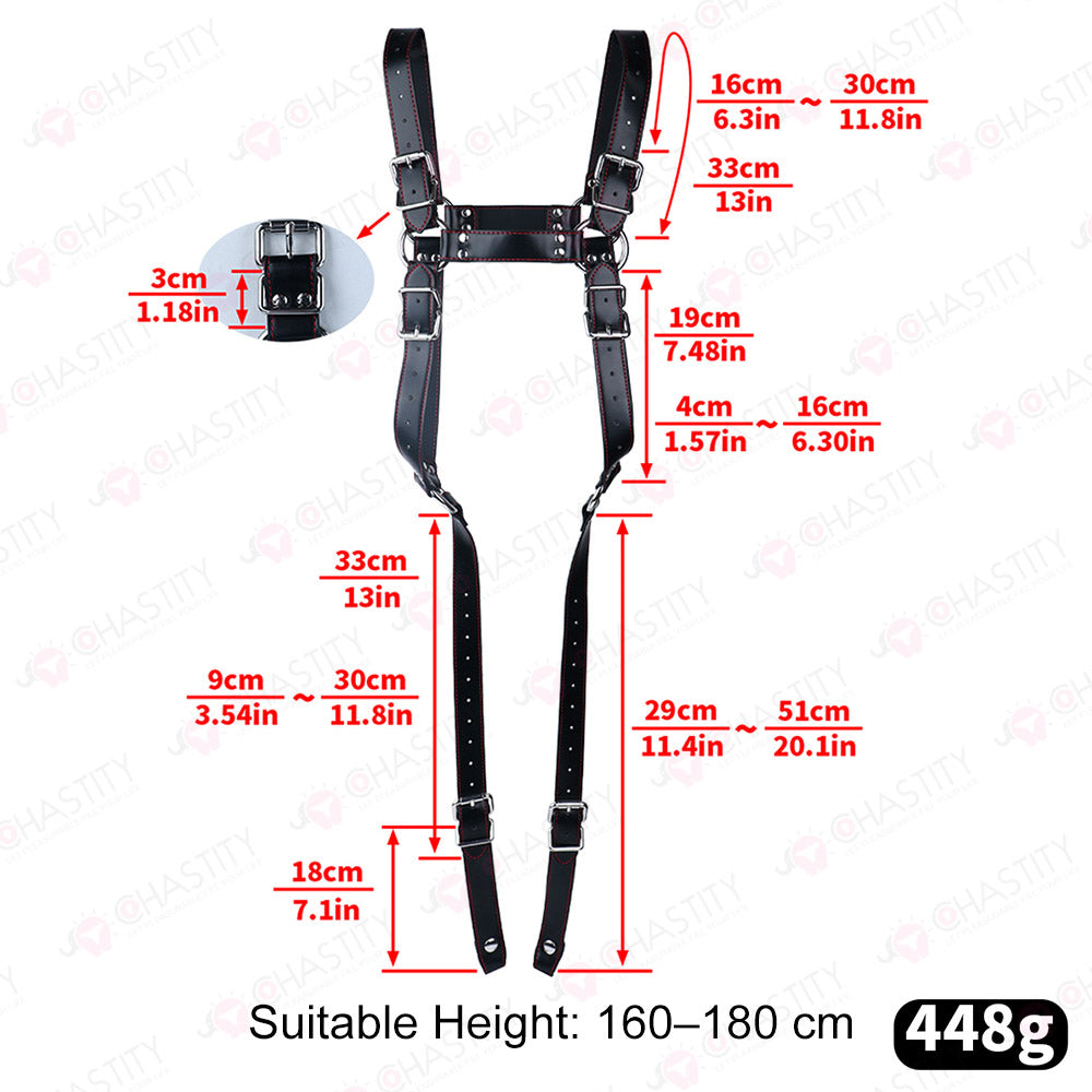 Leather Bondage Harness For Chastity Cage