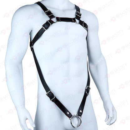 Leather Bondage Harness For Chastity Cage