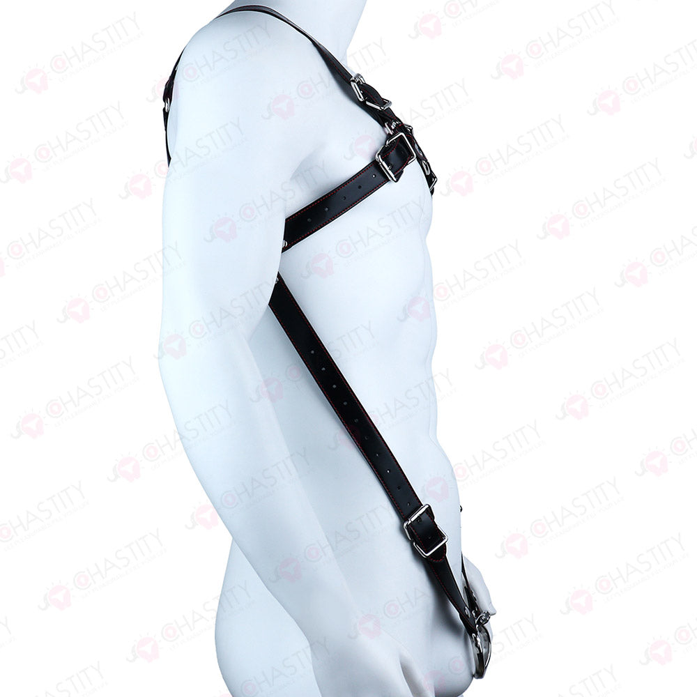 Leather Bondage Harness For Chastity Cage
