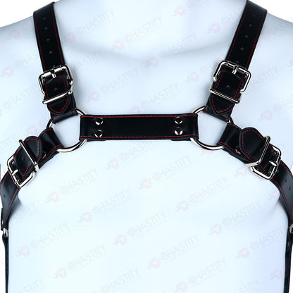 Leather Bondage Harness For Chastity Cage
