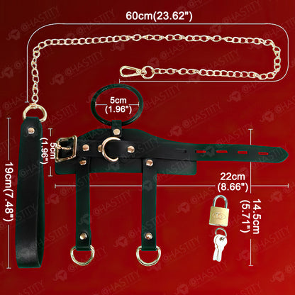 Leather Chastity Cage with Leash