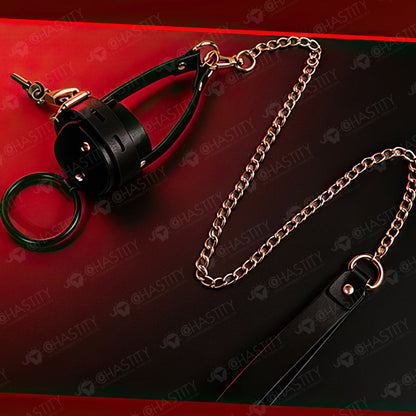 Leather Chastity Cage with Leash