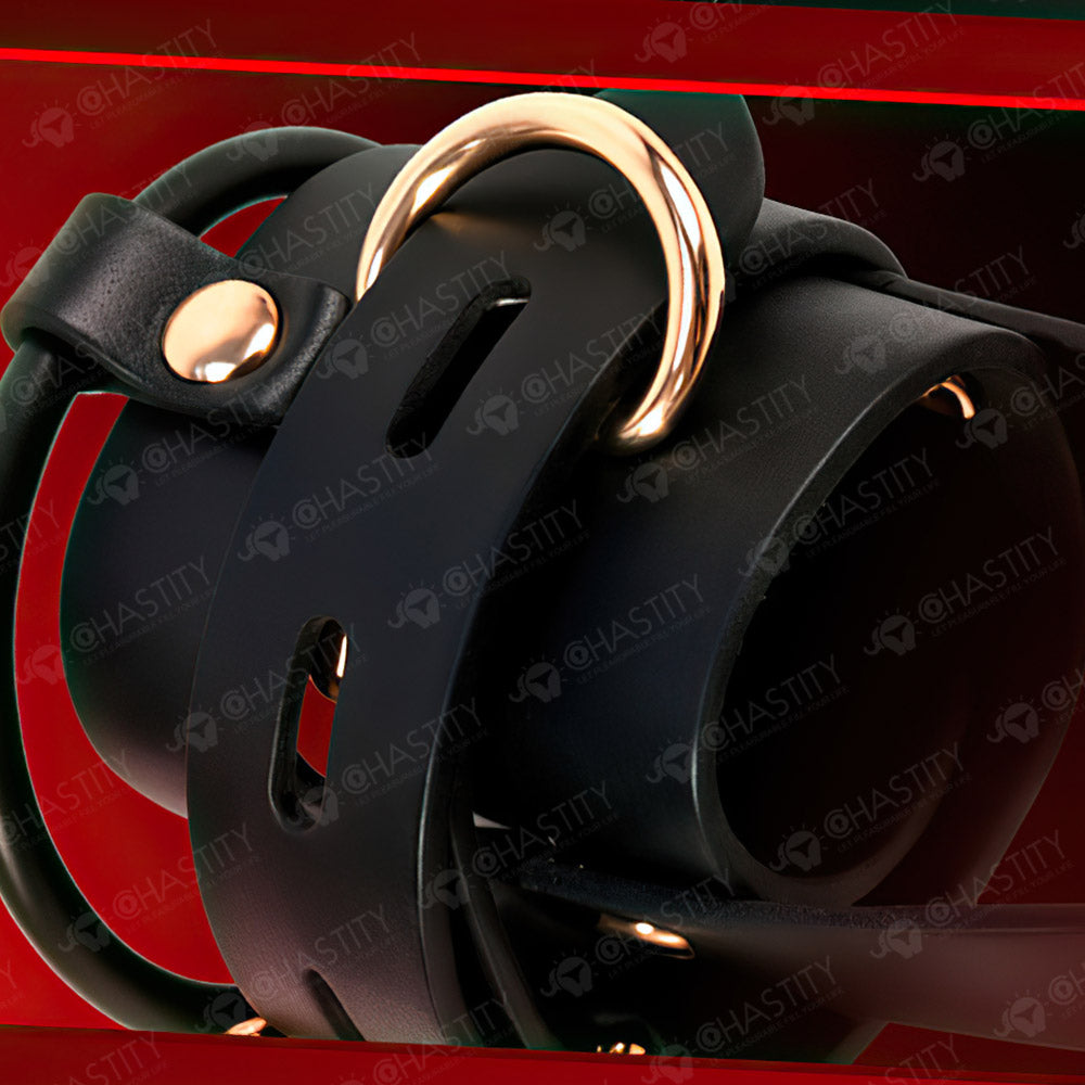 Leather Chastity Cage with Leash