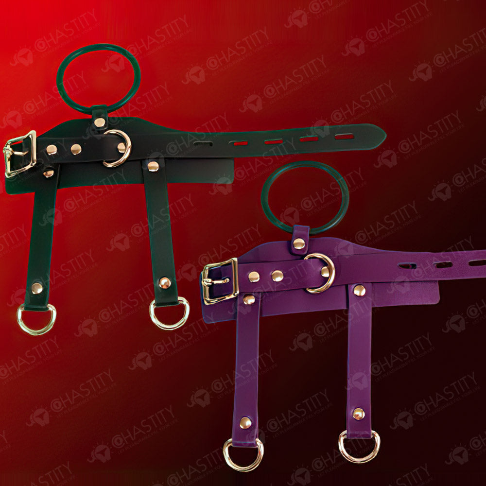 Leather Chastity Cage with Leash
