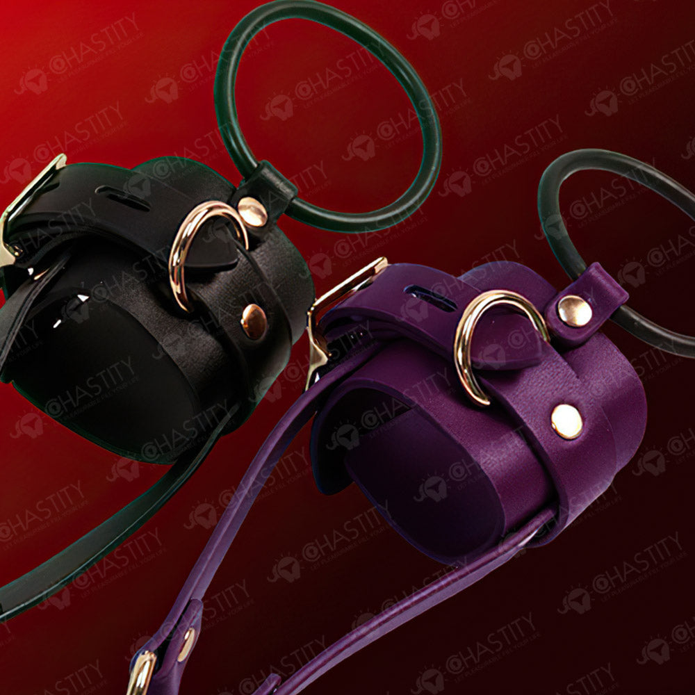 Leather Chastity Cage with Leash