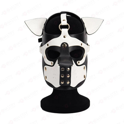 Leather Dog Mask With Removable Muzzle