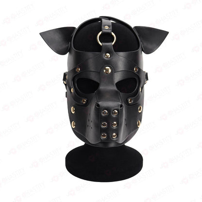 Leather Dog Mask With Removable Muzzle