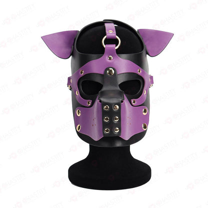 Leather Dog Mask With Removable Muzzle