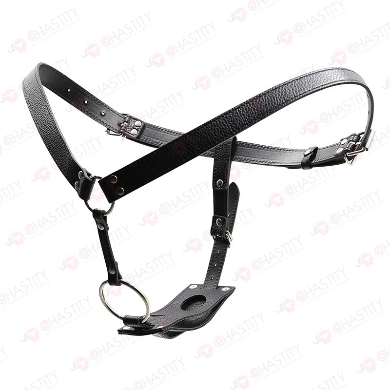 Leather Female Chastity Belt With Plugs