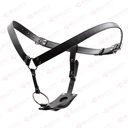 Leather Female Chastity Belt With Plugs