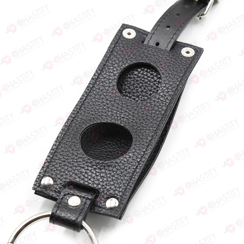 Leather Female Chastity Belt With Plugs