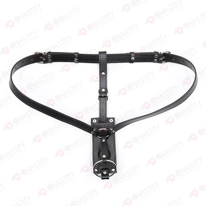 Leather Female Chastity Belt With Plugs