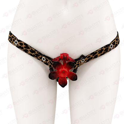 Leopard Print Elastic Chastity Cage Holder