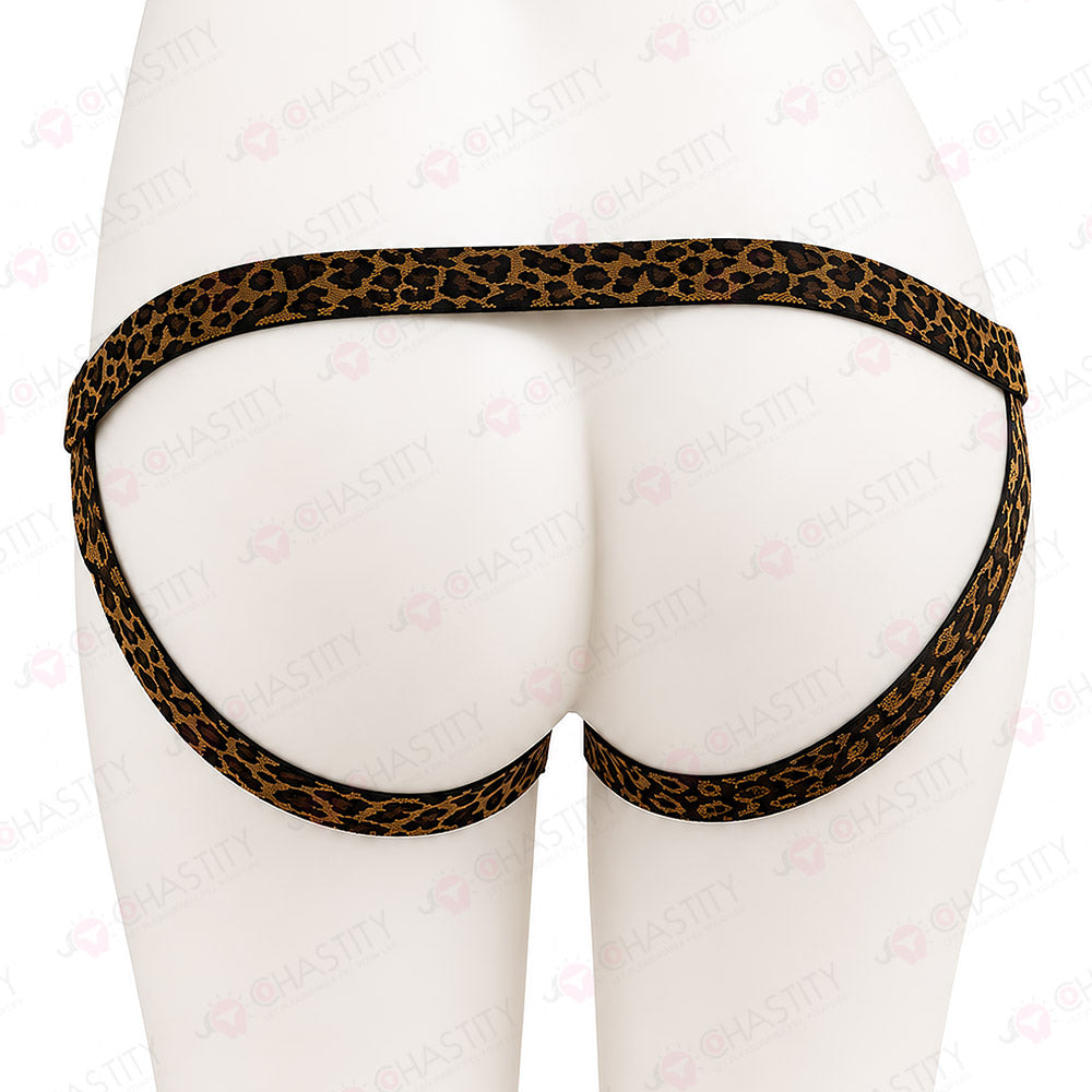 Leopard Print Elastic Chastity Cage Holder