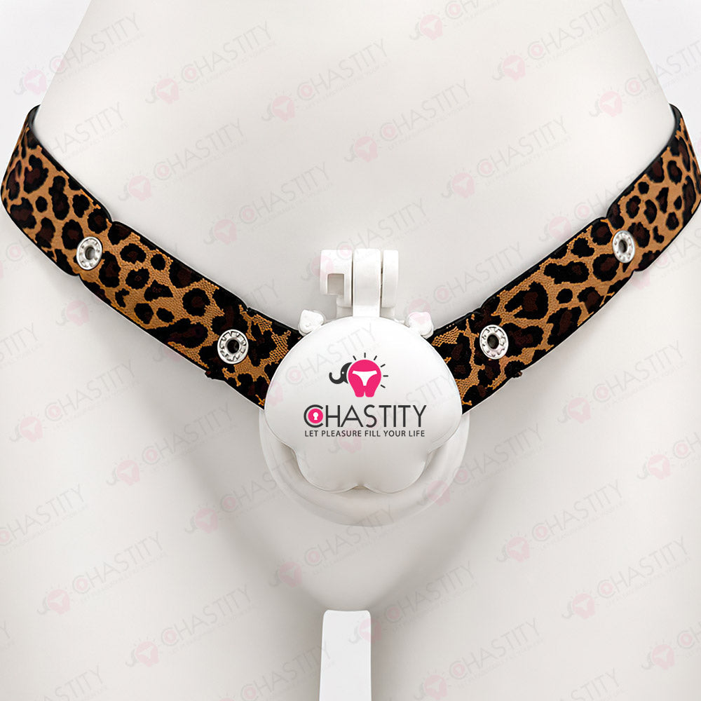 Leopard Print Elastic Chastity Cage Holder